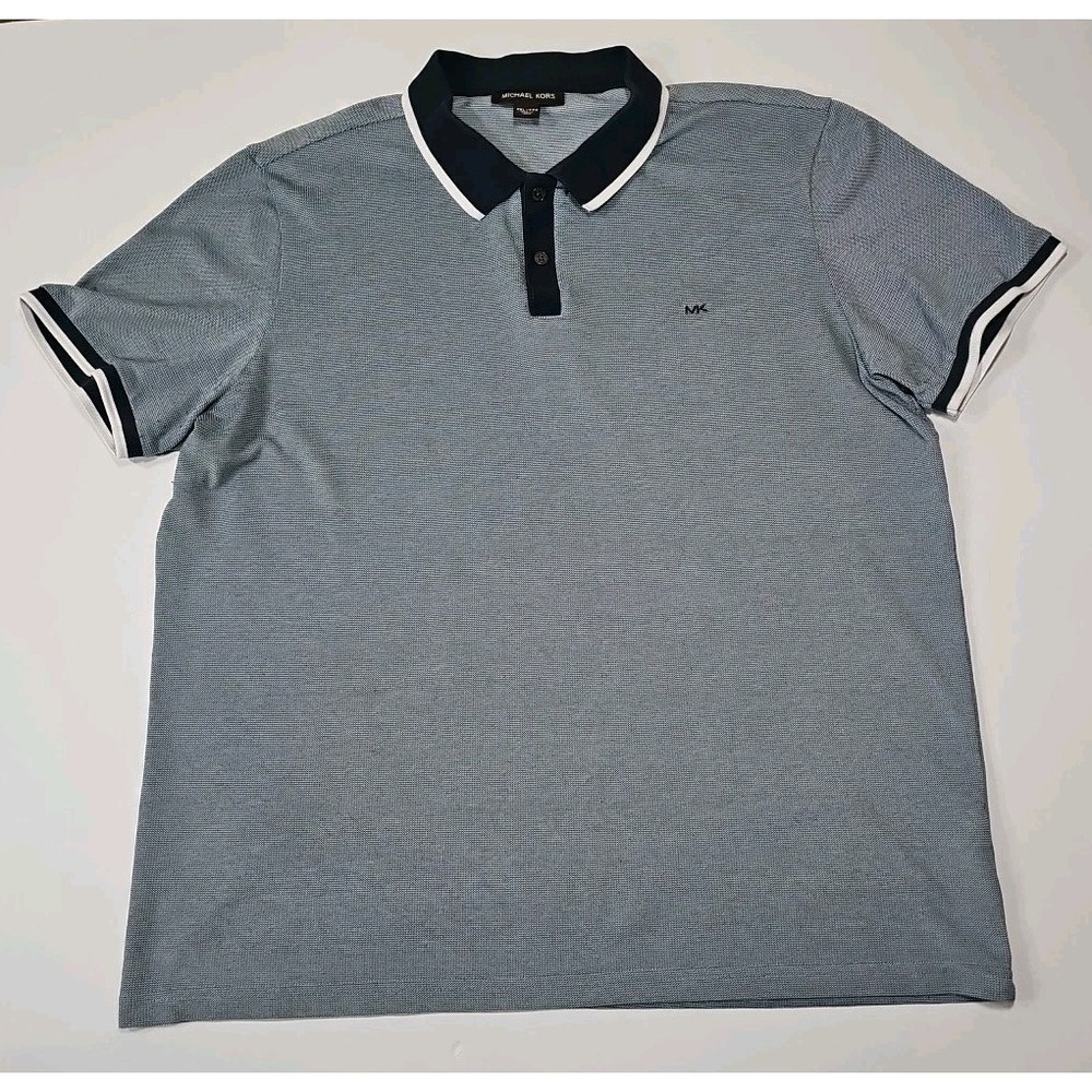 Michael Kors Designer Cotton Blend Polo Textured Blue Men's Size XXL
